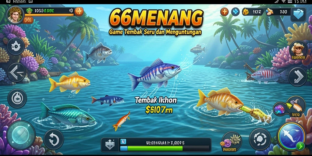Screenshot gameplay 66MENANG menampilkan aksi menembak ikan yang seru.