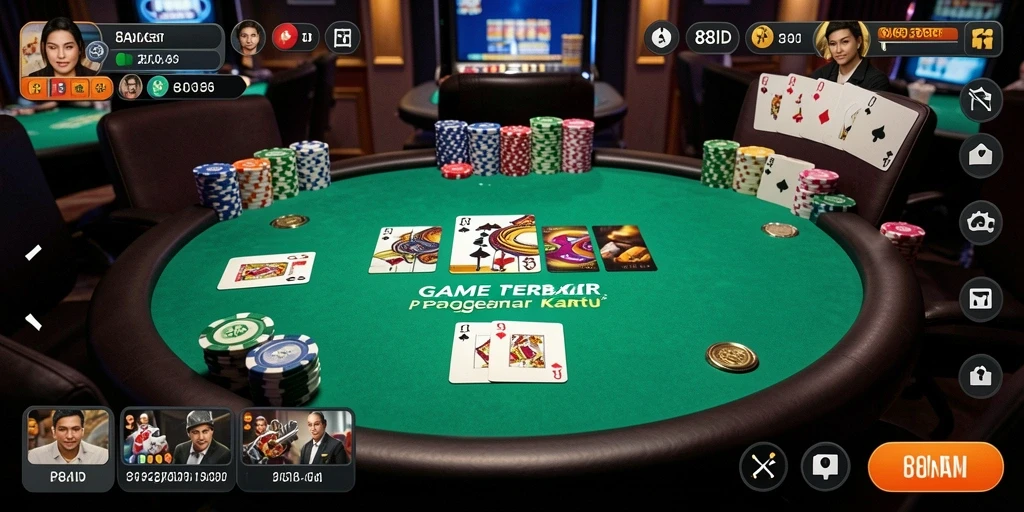 Tampilan gameplay Poker yang seru dan menegangkan.