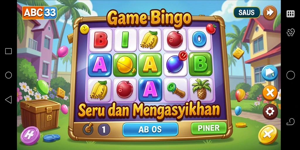 Tampilan gameplay seru dalam ABC33 menunjukkan suasana Bingo yang mengasyikkan.