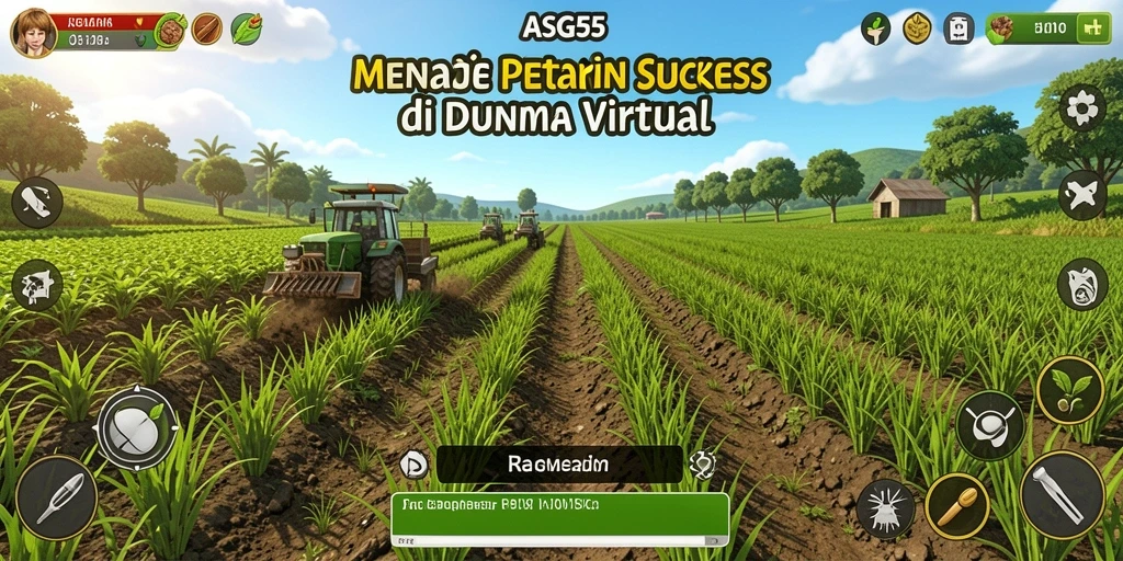 Tampilan gameplay <strong>ASG55</strong> menunjukkan aktivitas bertani yang seru.