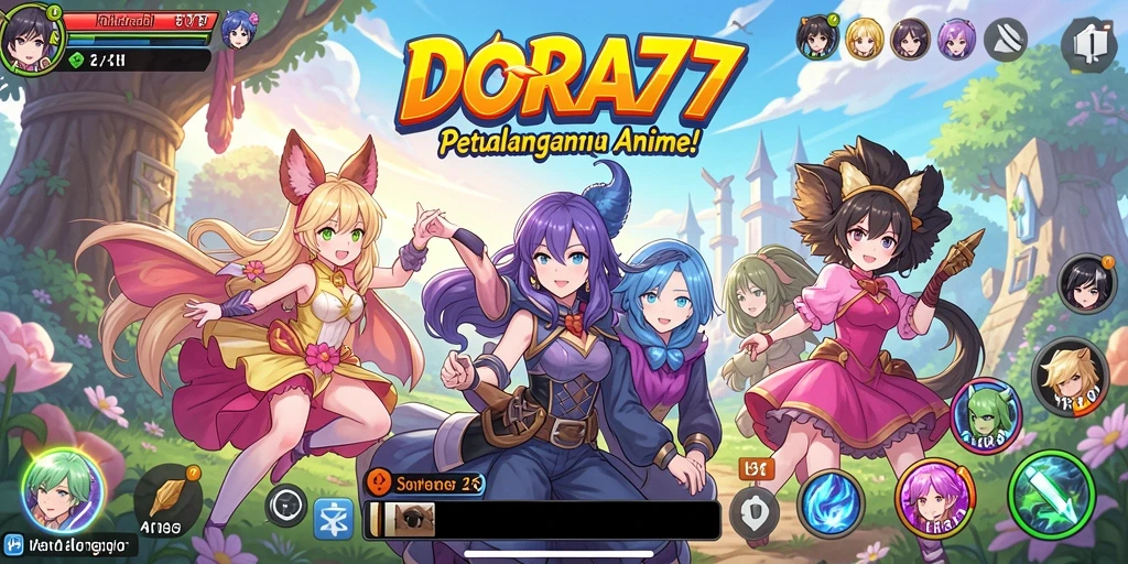 Gameplay DORA77 menunjukkan pertempuran epik dengan karakter anime.