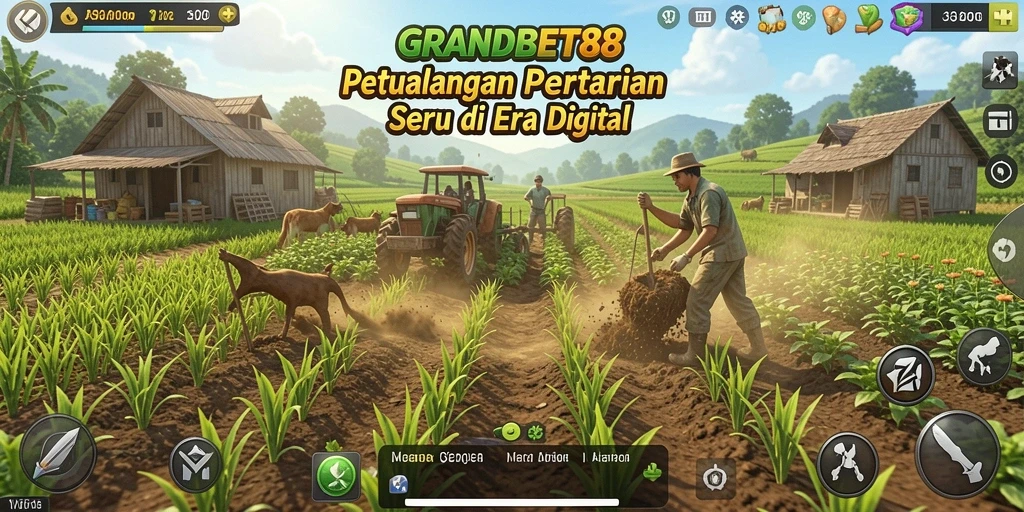Tampilan screenshot <strong>GRANDBET88</strong> menampilkan lahan pertanian yang subur dan beragam tanaman.