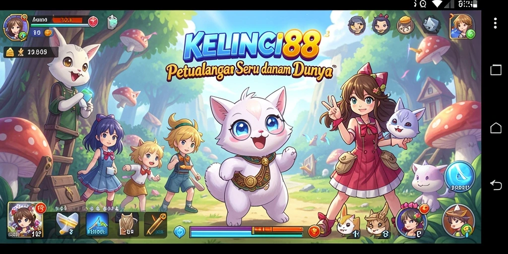 Screenshot gameplay KELINCI88 menampilkan aksi petualangan seru dalam dunia anime.