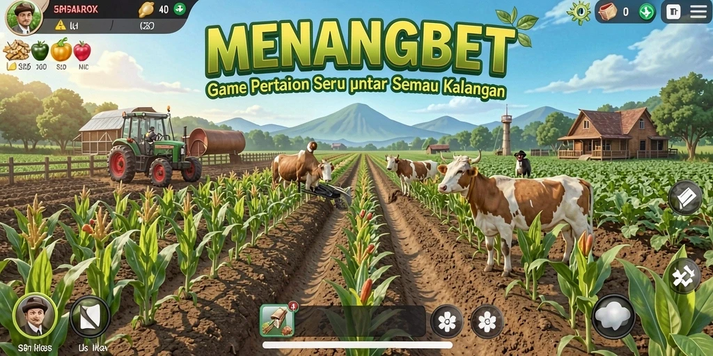 Screenshot gameplay <strong>MENANGBET</strong> dengan tanaman hijau dan pemandangan indah.