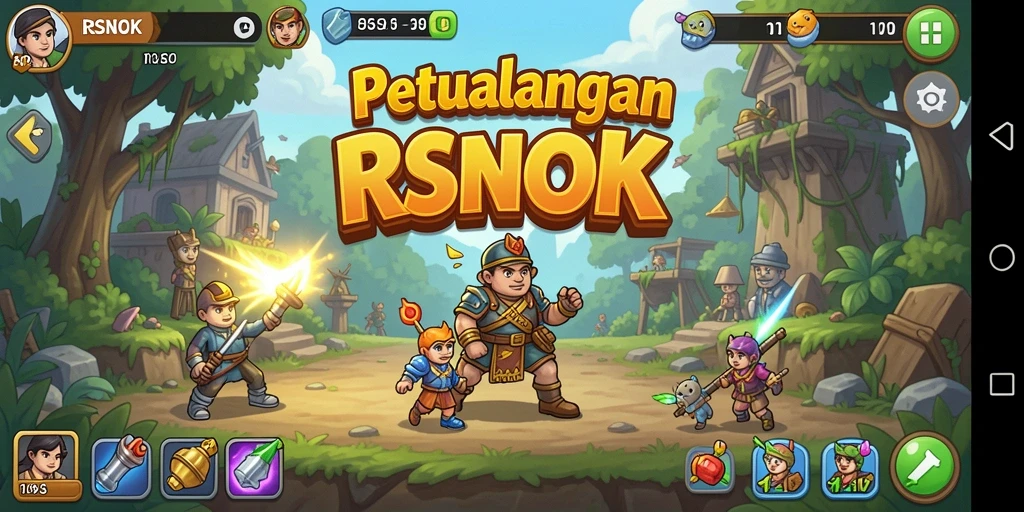 Tangkapan layar utama RSNOK menampilkan karakter dalam aksi Idle yang mengasyikkan.