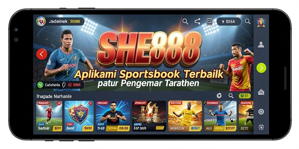 Tampilan gameplay interaktif dalam aplikasi Sportsbook SHE888.