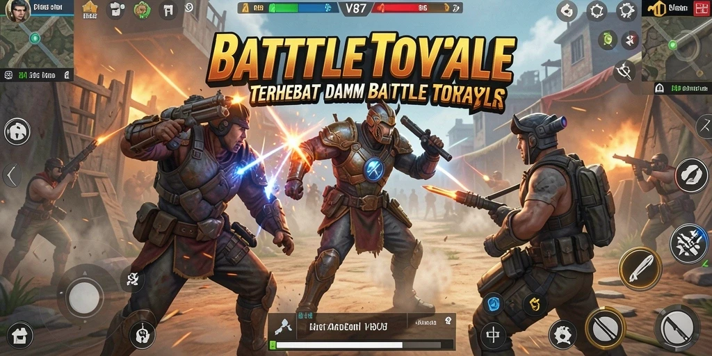 Gameplay V87 yang seru dalam pertarungan Battle Royale.
