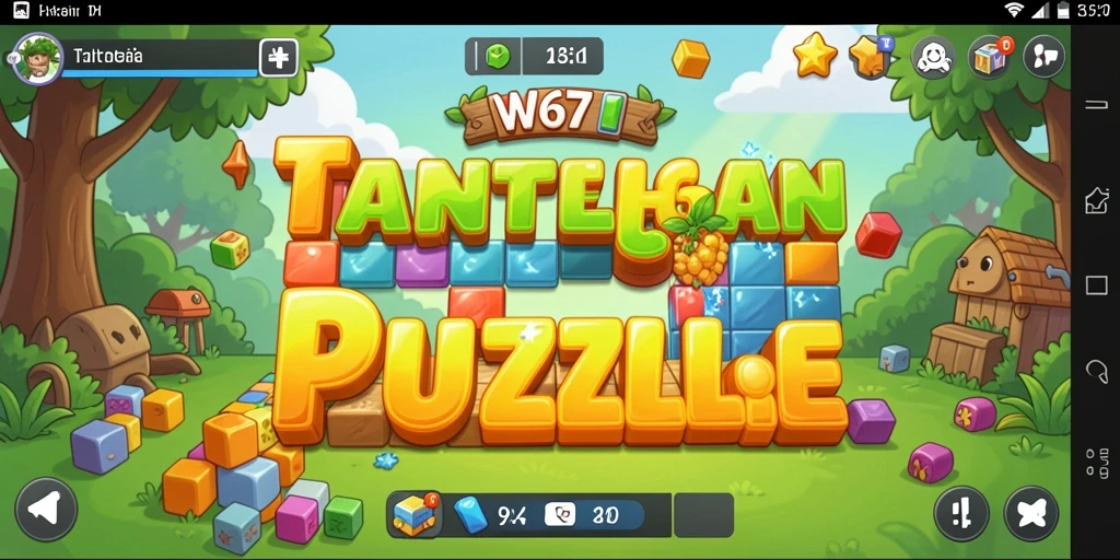 Screenshot gameplay W67 menunjukkan tantangan puzzle yang menarik dan seru.