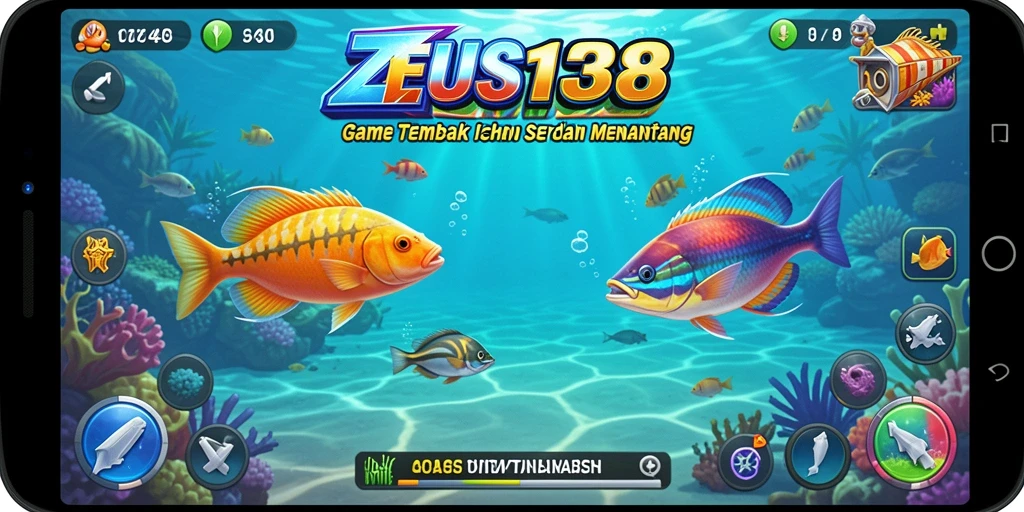 Screenshot gameplay ZEUS138 menunjukkan aksi memancing ikan yang menarik.